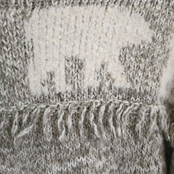 Loft Neutral Polar Bear Fringe Cotton Wool Blend Mockneck Sweater Size XS - Picture 4 of 7